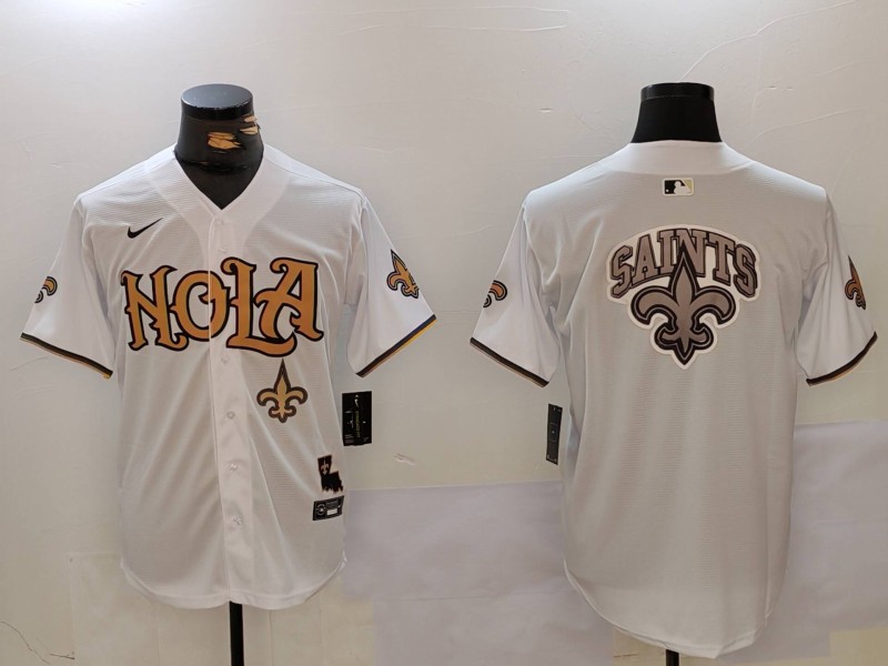Men New Orleans Saints Blank White Second generation Joint Name 2024 Nike Limited NFL Jersey style 4